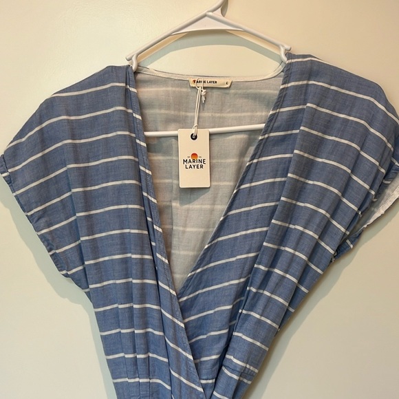 NWT Marine Layer Maddie Stripe Printed Wrap Midi Dress Large - Picture 5 of 10